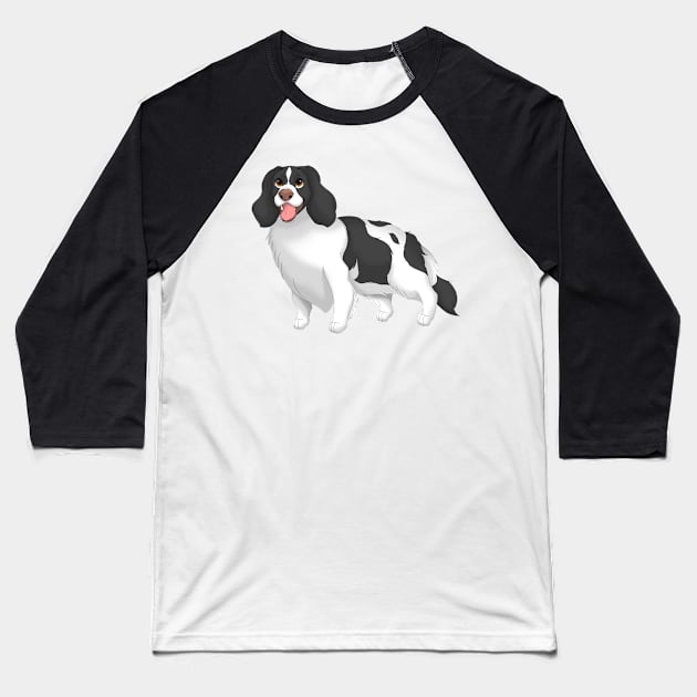 Black & White English Springer Spaniel Dog Baseball T-Shirt by millersye